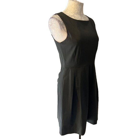 THEORY Dress 6 Gray Pinstripe A Line Pockets Cotton Blend Sleeveless Cotton Wool - Picture 3 of 8